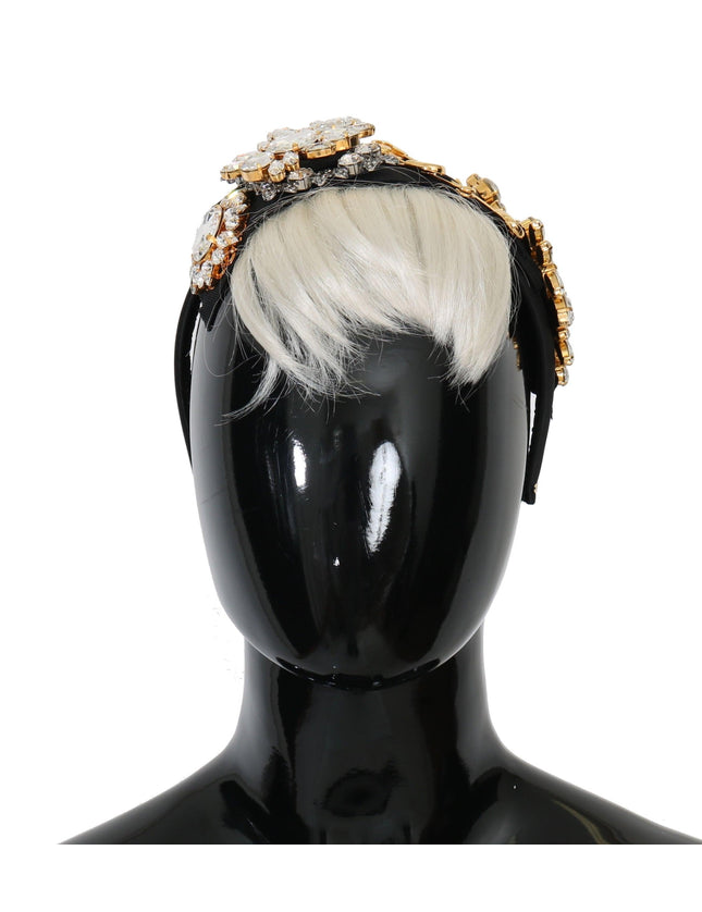 Dolce & Gabbana Black Crystal White Hair Parrucchiera Headband Diadem - Ellie Belle