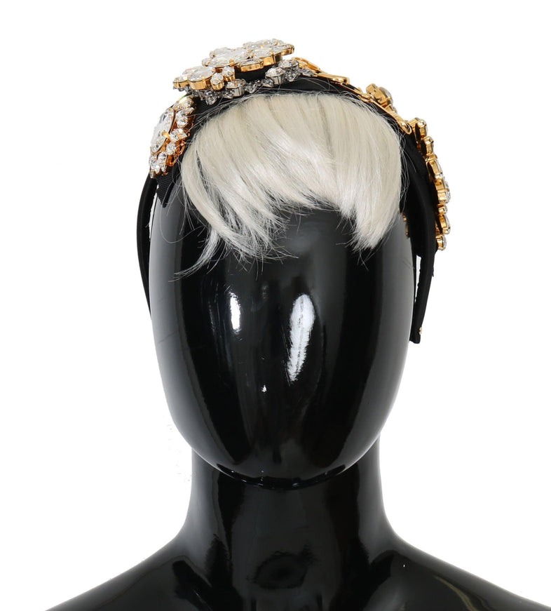 Dolce & Gabbana Black Crystal White Hair Parrucchiera Headband Diadem - Ellie Belle