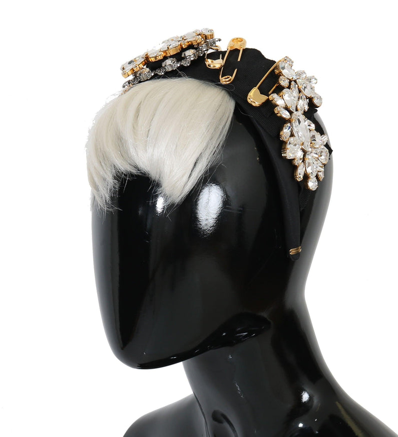 Dolce & Gabbana Black Crystal White Hair Parrucchiera Headband Diadem - Ellie Belle