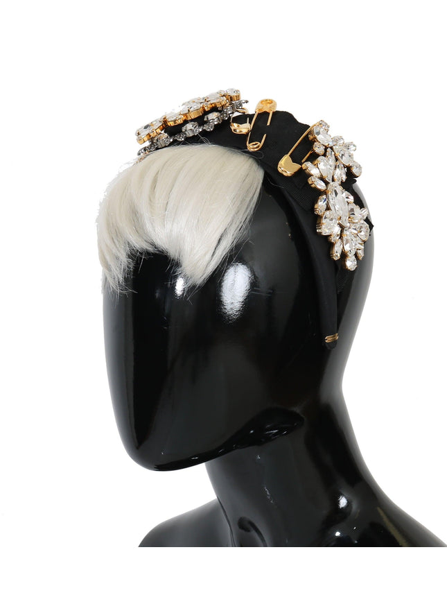 Dolce & Gabbana Black Crystal White Hair Parrucchiera Headband Diadem - Ellie Belle