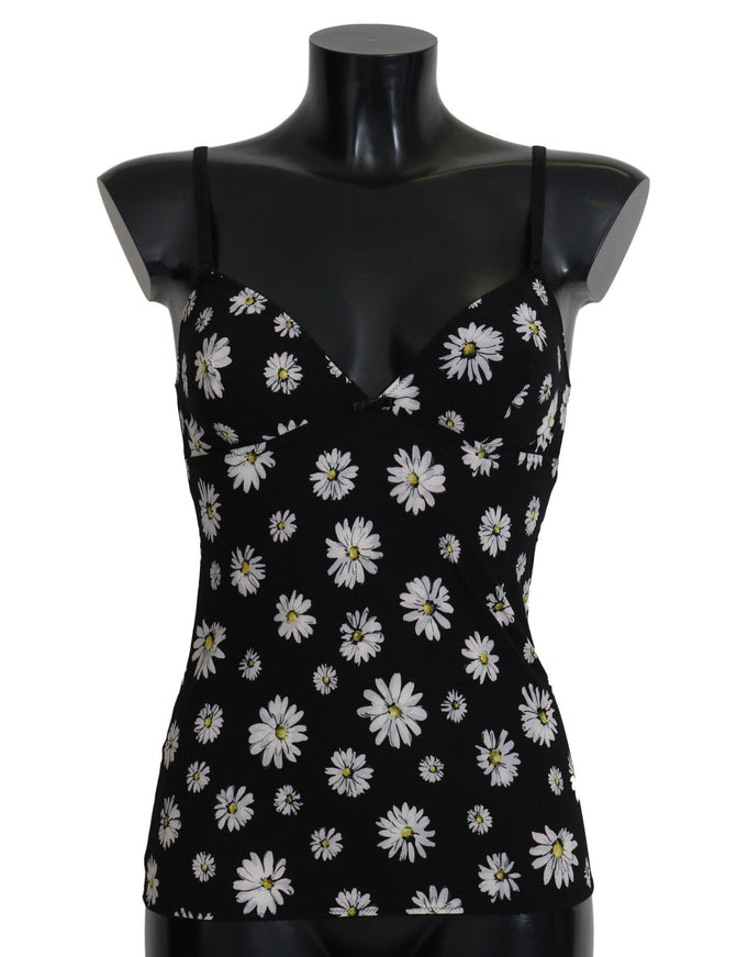 Dolce & Gabbana Black Daisy Print Dress Lingerie Chemisole