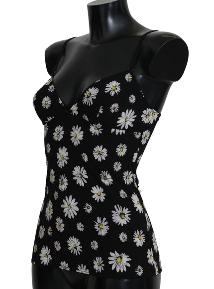 Dolce & Gabbana Black Daisy Print Dress Lingerie Chemisole - Ellie Belle