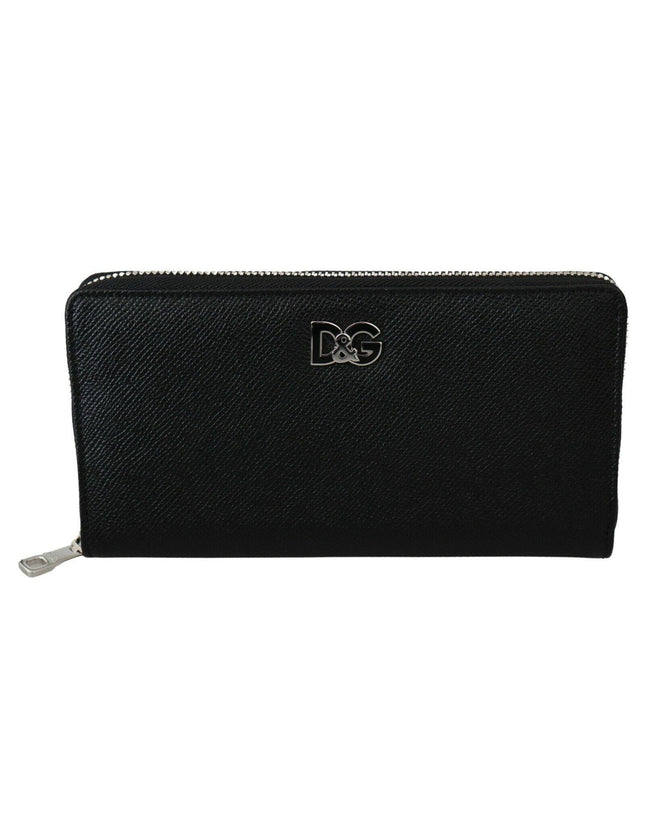 Dolce & Gabbana Black Dauphine Leather Continental Clutch Wallet - Ellie Belle