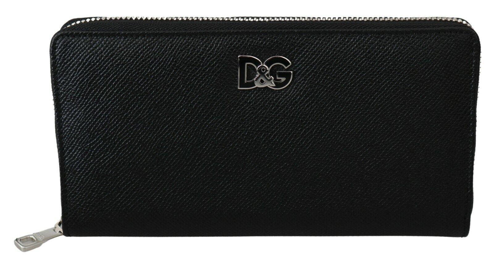 Dolce & Gabbana Black Dauphine Leather Continental Clutch Wallet - Ellie Belle