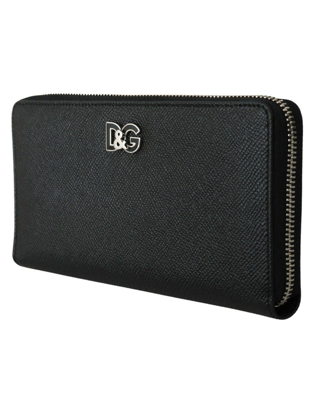 Dolce & Gabbana Black Dauphine Leather Continental Clutch Wallet - Ellie Belle