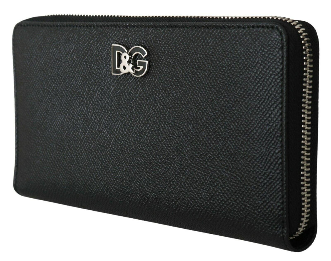 Dolce & Gabbana Black Dauphine Leather Continental Clutch Wallet - Ellie Belle