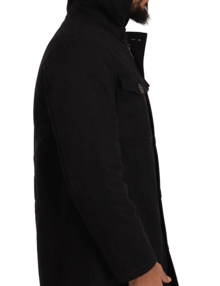 Dolce & Gabbana Black Denim Hooded Parka Coat Winter Jacket - Ellie Belle