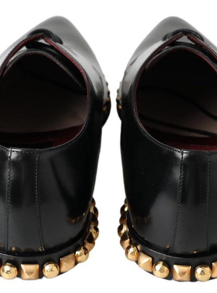 Dolce & Gabbana Black Derby Gold Studded Leather Shoes - Ellie Belle