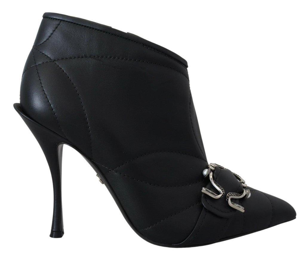 Dolce & Gabbana Black Devotion Quilted Buckled Ankle Boots Shoes - Ellie Belle