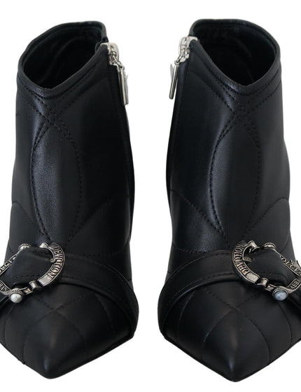 Dolce & Gabbana Black Devotion Quilted Buckled Ankle Boots Shoes - Ellie Belle