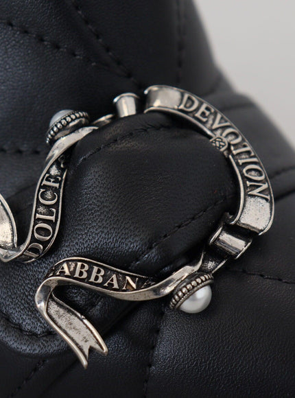 Dolce & Gabbana Black Devotion Quilted Buckled Ankle Boots Shoes - Ellie Belle