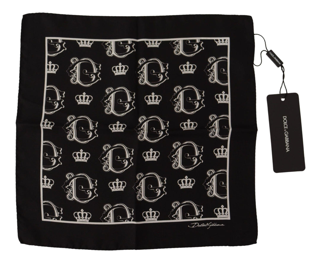 Dolce & Gabbana Black DG Crown Print Square Handkerchief - Ellie Belle
