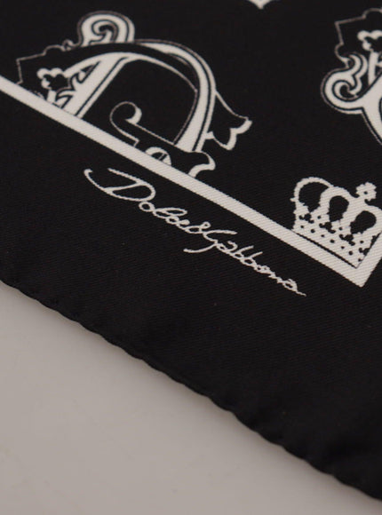 Dolce & Gabbana Black DG Crown Print Square Handkerchief - Ellie Belle