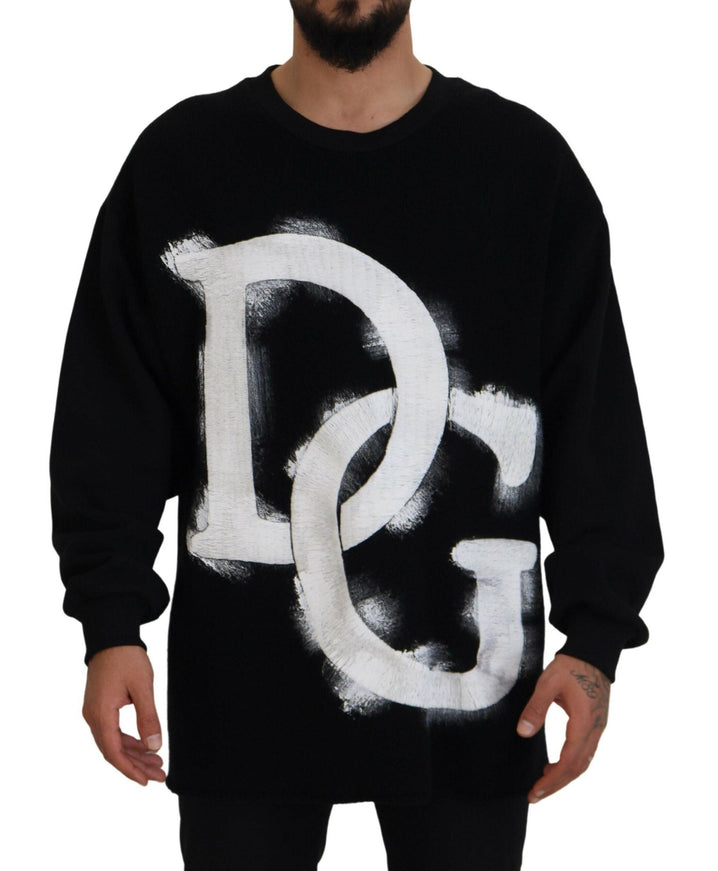 Dolce & Gabbana Black DG Logo Cotton Pullover Sweater - Ellie Belle