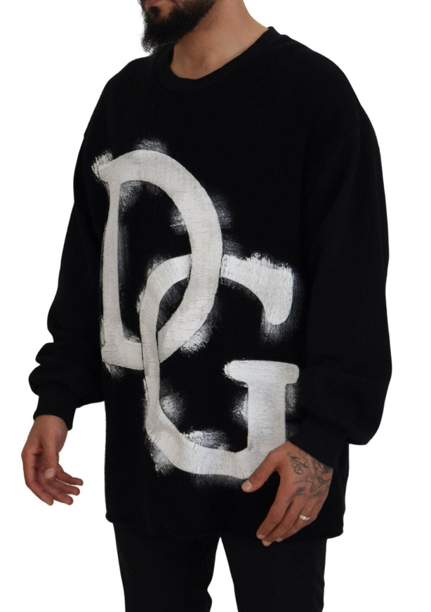 Dolce & Gabbana Black DG Logo Cotton Pullover Sweater - Ellie Belle