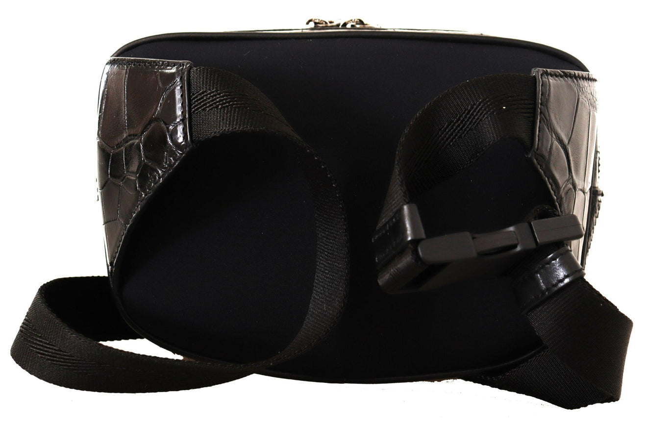 Dolce & Gabbana Black DG Logo Exotic Leather Fanny Pack Pouch Bag - Ellie Belle