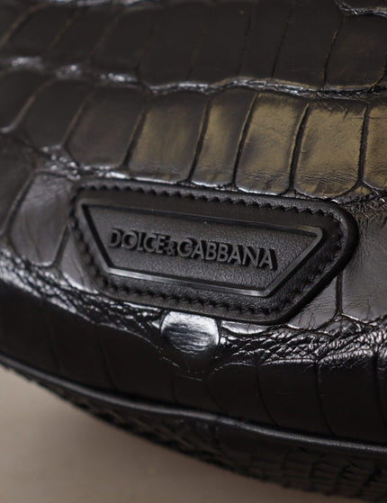 Dolce & Gabbana Black DG Logo Exotic Leather Fanny Pack Pouch Bag - Ellie Belle