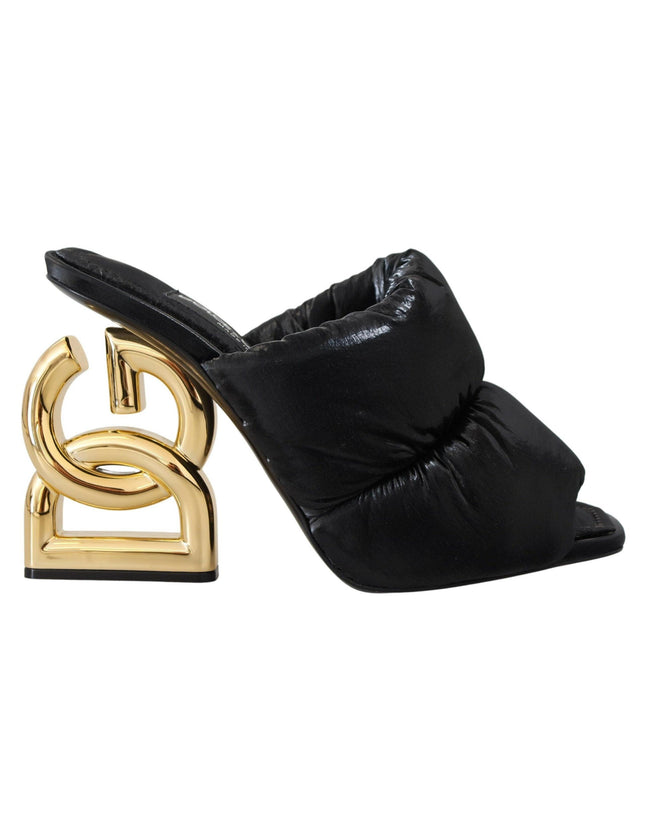 Dolce & Gabbana Black DG Logo Heels Slip On Sandals Shoes - Ellie Belle