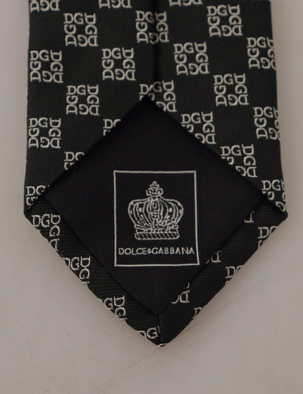 Dolce & Gabbana Black DG Logo Pattern 100% Silk Accessory Necktie - Ellie Belle