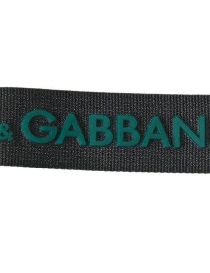 Dolce & Gabbana Black DG Logo Rubber Silver Tone Metal Keychain - Ellie Belle
