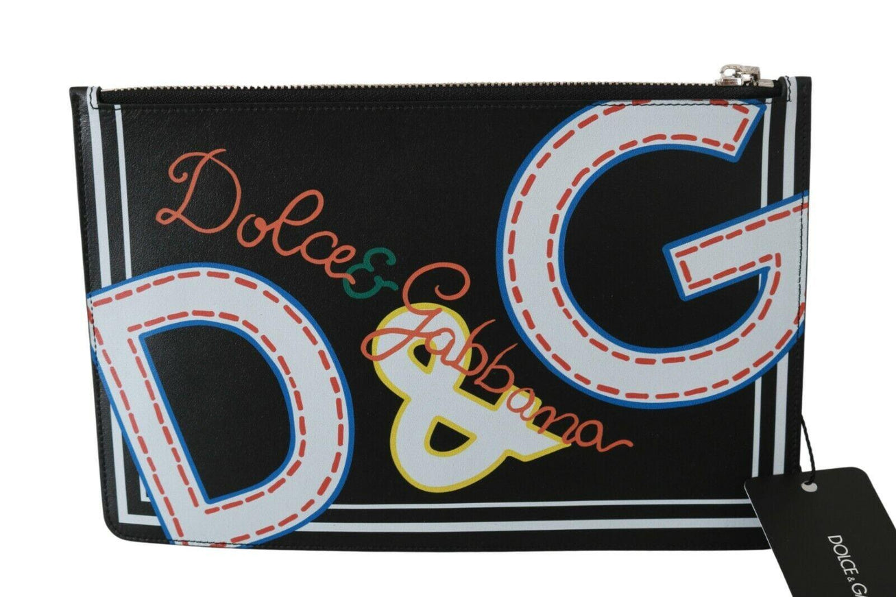 Dolce & Gabbana Black DG Print Mens Zipper Coin Purse Leather Wallet - Ellie Belle