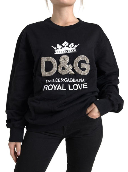 Dolce & Gabbana Black DG Royal Love Crystal Pullover Sweater - Ellie Belle