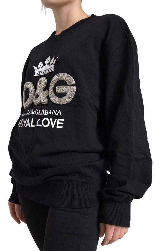 Dolce & Gabbana Black DG Royal Love Crystal Pullover Sweater - Ellie Belle