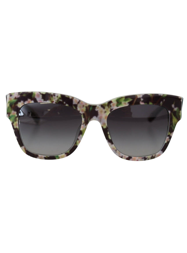 Dolce & Gabbana Black DG4231F Floral Acetate Rectangle Shades Sunglasses - Ellie Belle