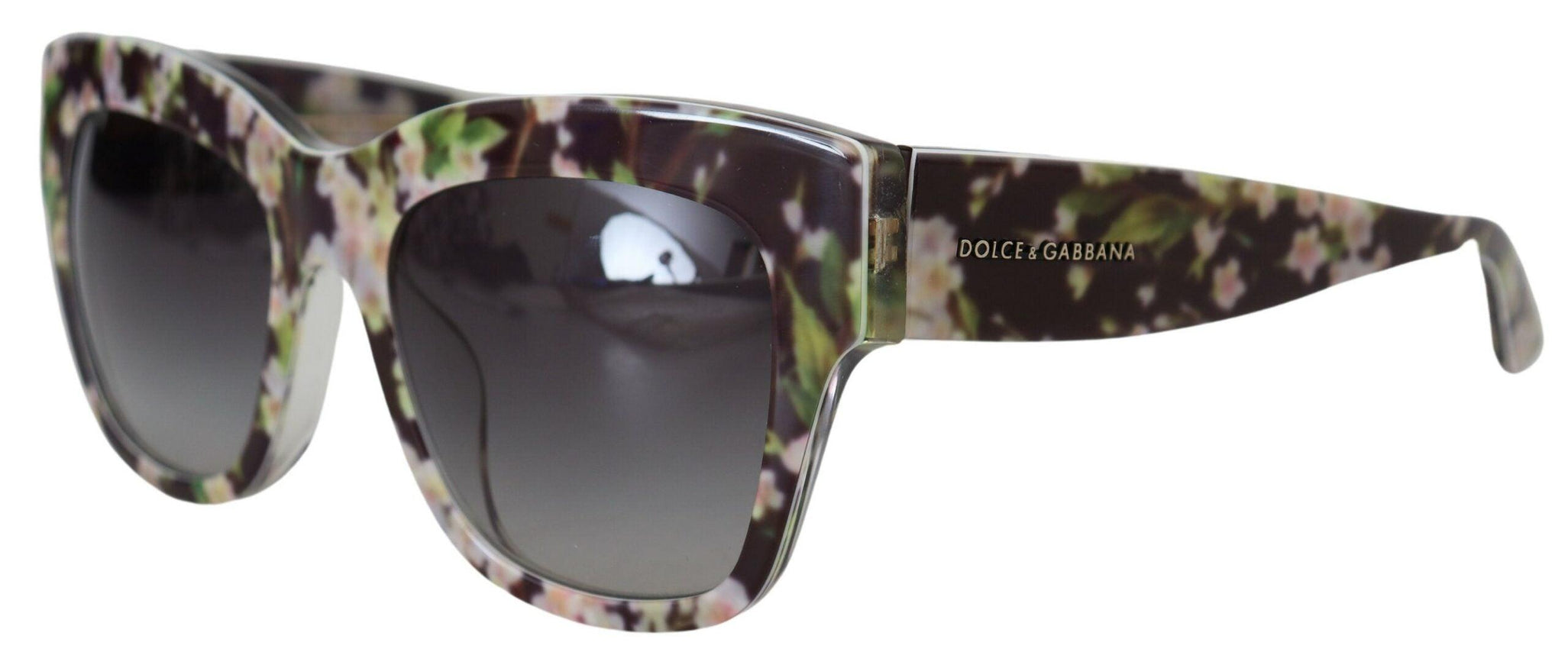 Dolce & Gabbana Black DG4231F Floral Acetate Rectangle Shades Sunglasses - Ellie Belle