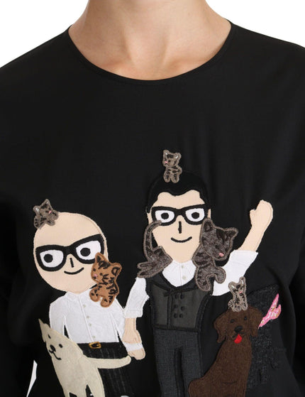 Dolce & Gabbana Black #dgfamily Top T-shirt Silk Blouse - Ellie Belle