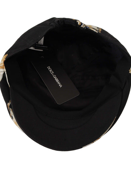 Dolce & Gabbana Black Dog Print Newsboy Men Capello Cotton Hat - Ellie Belle