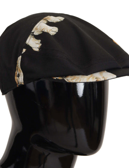 Dolce & Gabbana Black Dog Print Newsboy Men Capello Cotton Hat - Ellie Belle