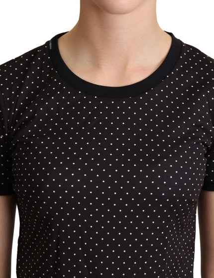 Dolce & Gabbana Black Dotted Crewneck Cotton T-shirt - Ellie Belle