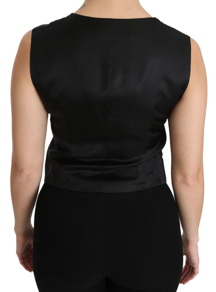 Dolce & Gabbana Black Dotted Waistcoat Vest Blouse Top - Ellie Belle
