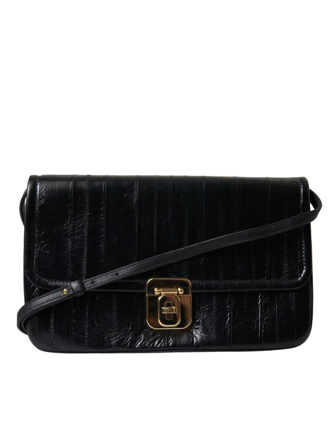 Dolce & Gabbana Black Eelskin Leather Shoulder Document Organizer Bag - Ellie Belle