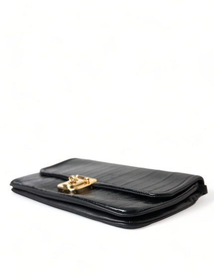 Dolce & Gabbana Black Eelskin Leather Shoulder Document Organizer Bag - Ellie Belle