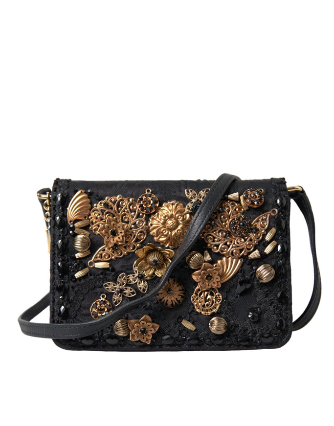 Dolce & Gabbana Black Embellished Baroque Crossbody Shoulder Bag - Ellie Belle