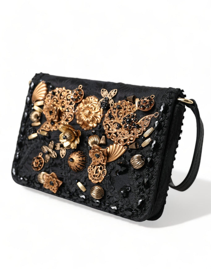 Dolce & Gabbana Black Embellished Baroque Crossbody Shoulder Bag - Ellie Belle