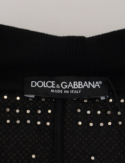 Dolce & Gabbana Black Embellished Cotton Full Zip Sweater - Ellie Belle