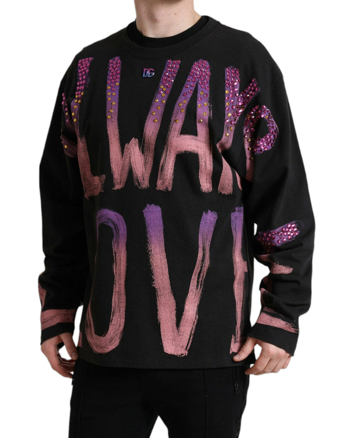 Dolce & Gabbana Black Embellished Crewneck Pullover Sweater - Ellie Belle