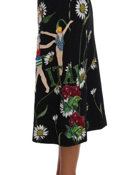 Dolce & Gabbana Black Embellished Daisy Brocade Skirt - Ellie Belle