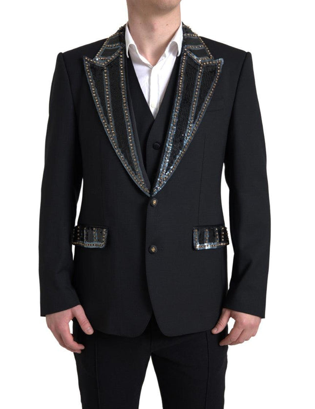 Dolce & Gabbana Black Embellished Wool 2 Piece SICILIA Suit - Ellie Belle