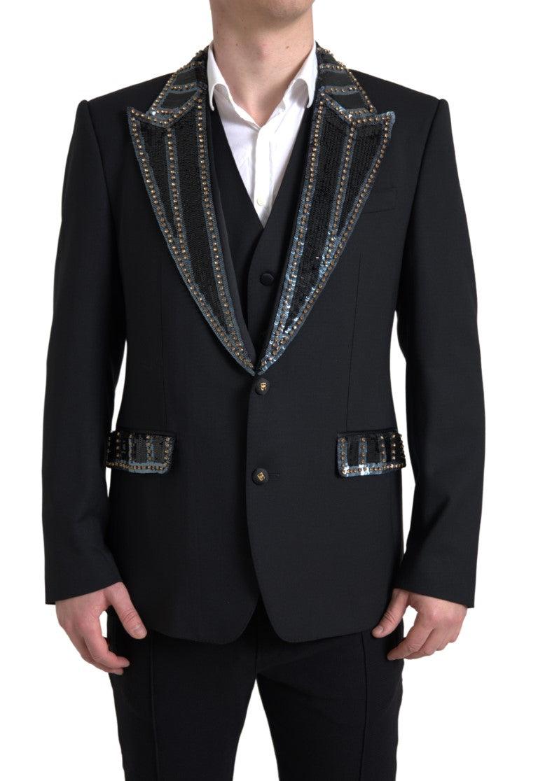 Dolce & Gabbana Black Embellished Wool 2 Piece SICILIA Suit - Ellie Belle