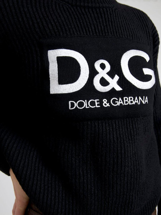 Dolce & Gabbana Black Embroidered Crew Neck Pullover Sweater - Ellie Belle