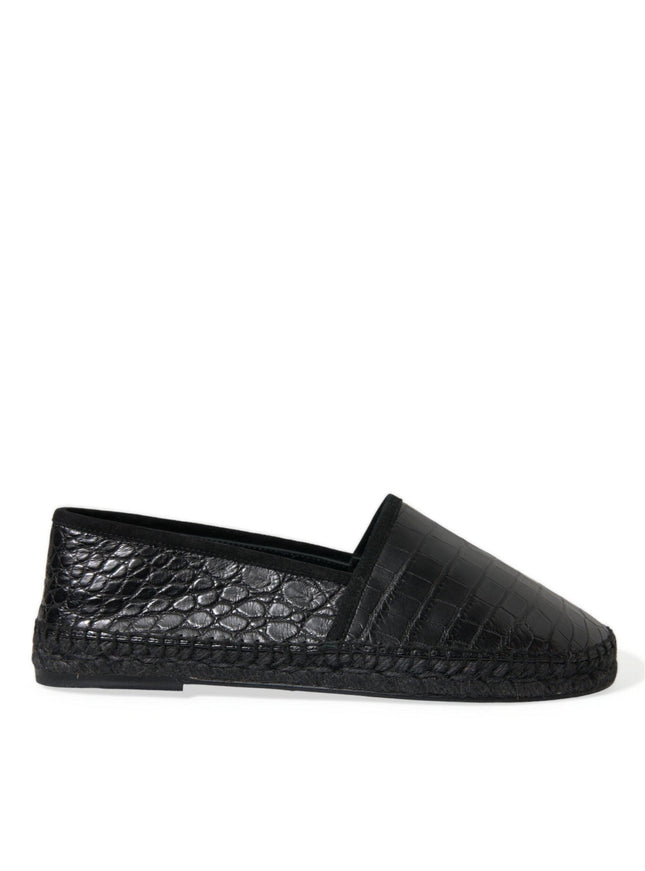 Dolce & Gabbana Black Exotic Leather Espadrilles Slip On Shoes - Ellie Belle