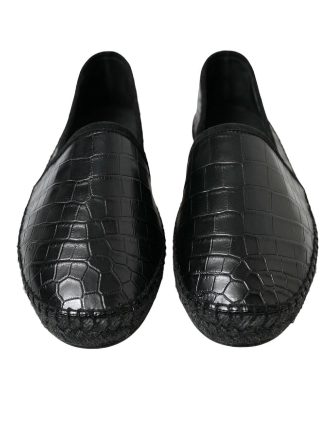 Dolce & Gabbana Black Exotic Leather Espadrilles Slip On Shoes - Ellie Belle