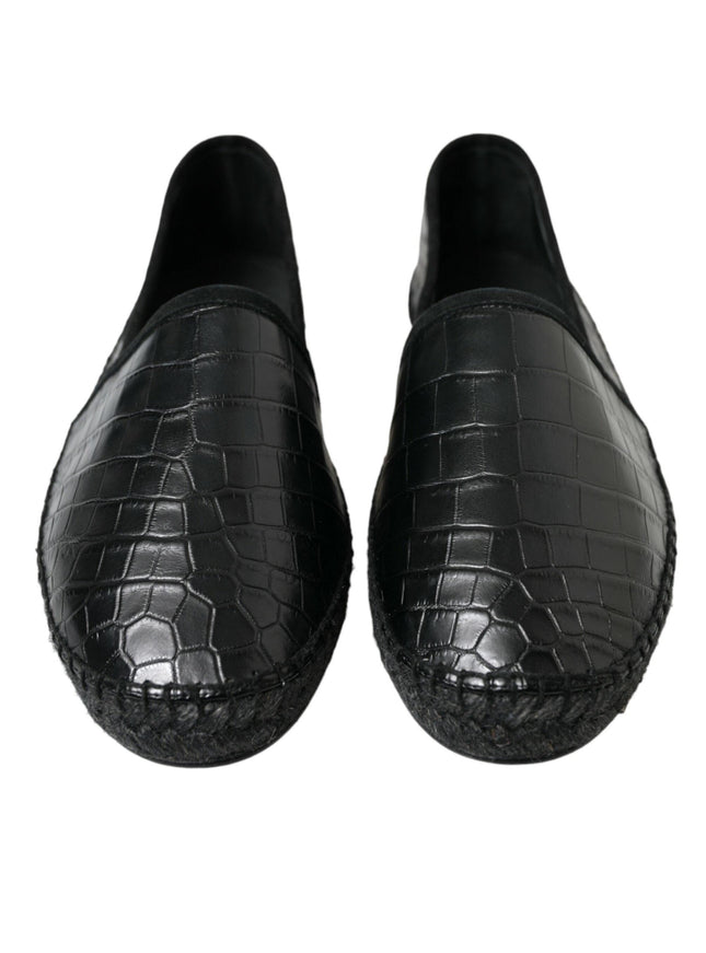 Dolce & Gabbana Black Exotic Leather Espadrilles Slip On Shoes - Ellie Belle