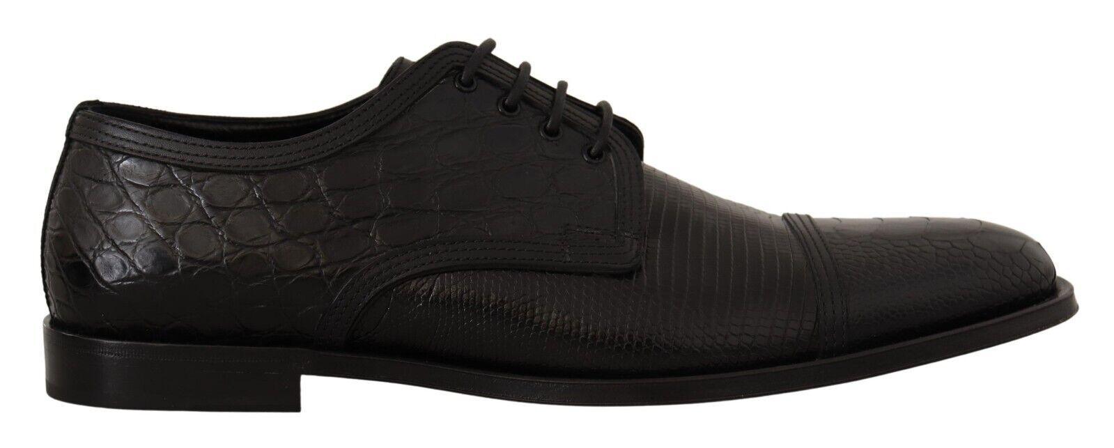 Dolce & Gabbana Black Exotic Leather Lace Up Formal Derby Shoes - Ellie Belle