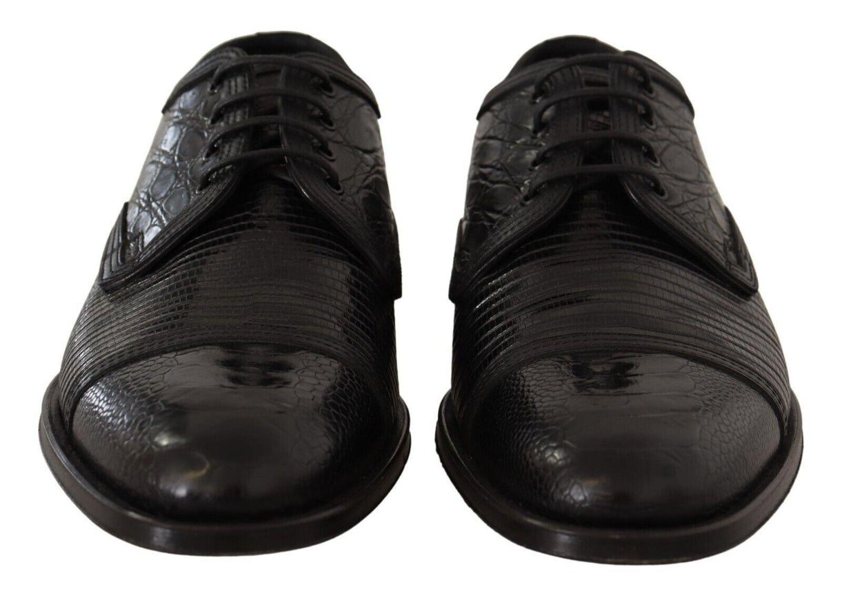 Dolce & Gabbana Black Exotic Leather Lace Up Formal Derby Shoes - Ellie Belle