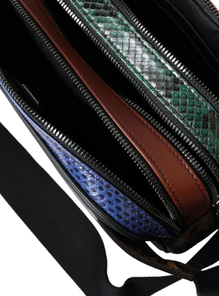 Dolce & Gabbana Black Exotic Leather Logo Belt Waist Fanny Pack Bag - Ellie Belle